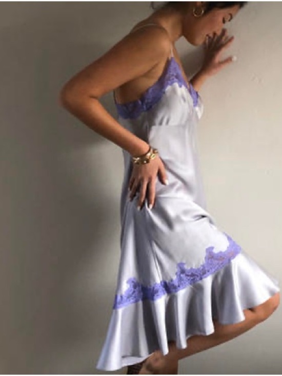 Victoria's Secret Other - 90s 100% silk Victoria's Secret Lavender Silk Slip with Purple Lace